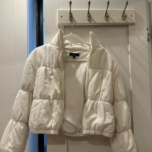 Lulus ivory white cotton corduroy puffer jacket XS
